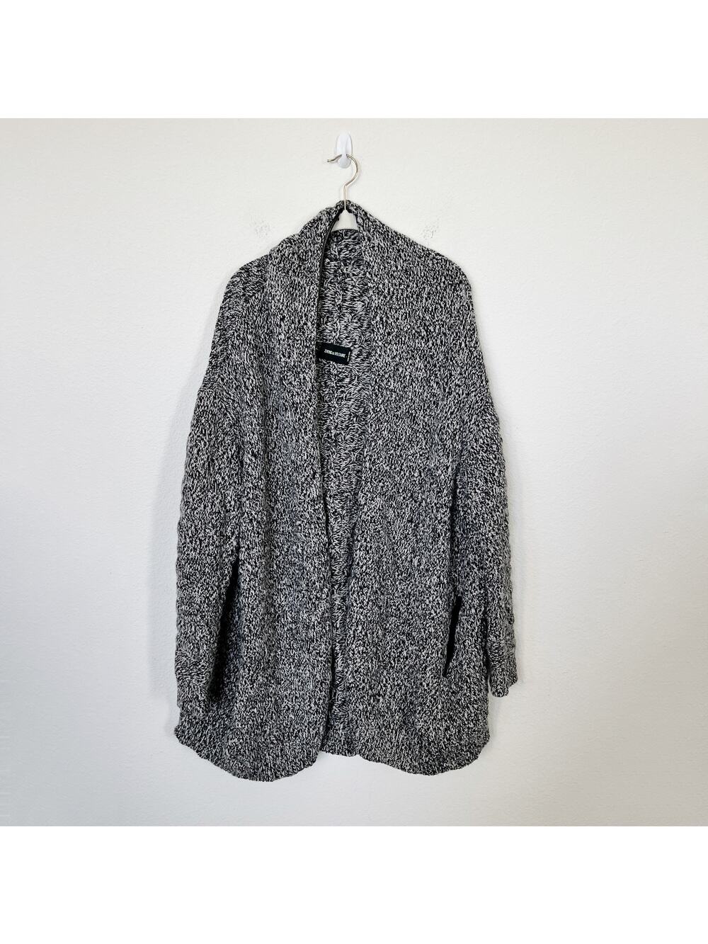 [Zadig & Voltaire] Alpaca Wool Blend Open Front Cardigan Leather Trim Sz Medium
